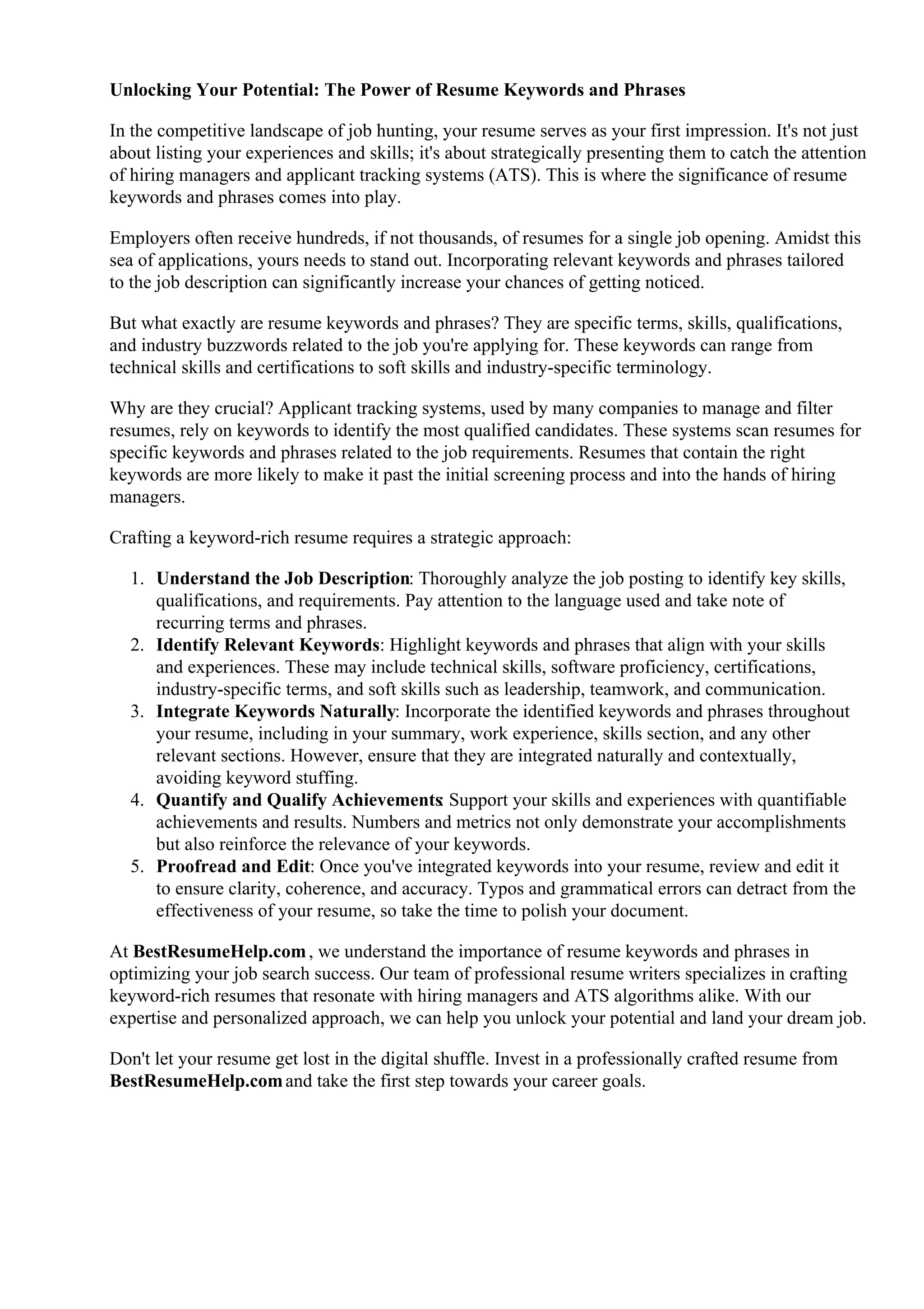Resume Keywords And Phrases PDF - Resume Keywords And Phrases 1 2048