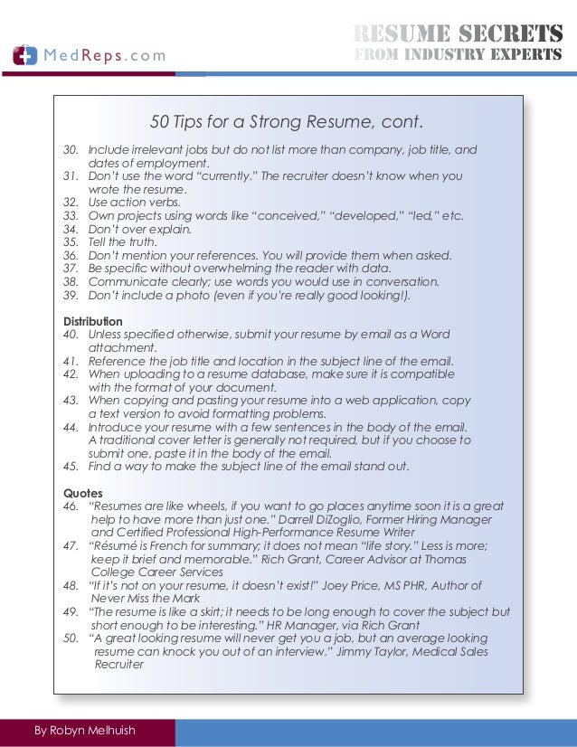 Resume writing experts references