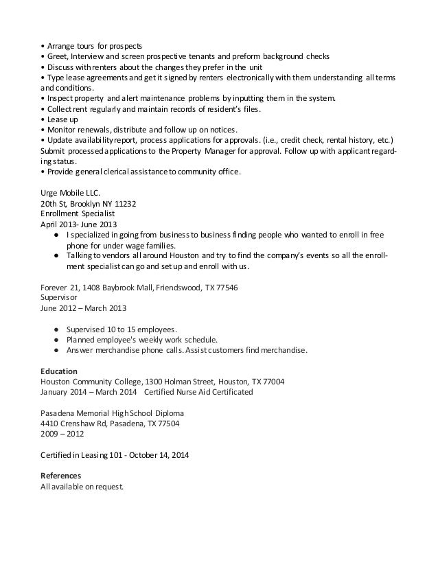resume leasing agent leasing agent interview questions