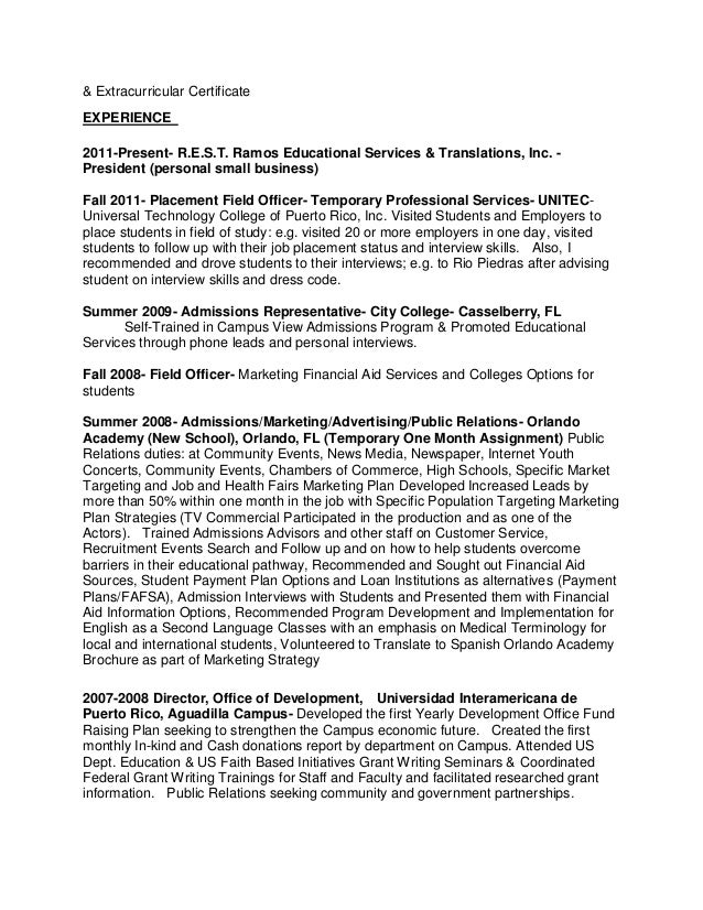 job placement officer resume