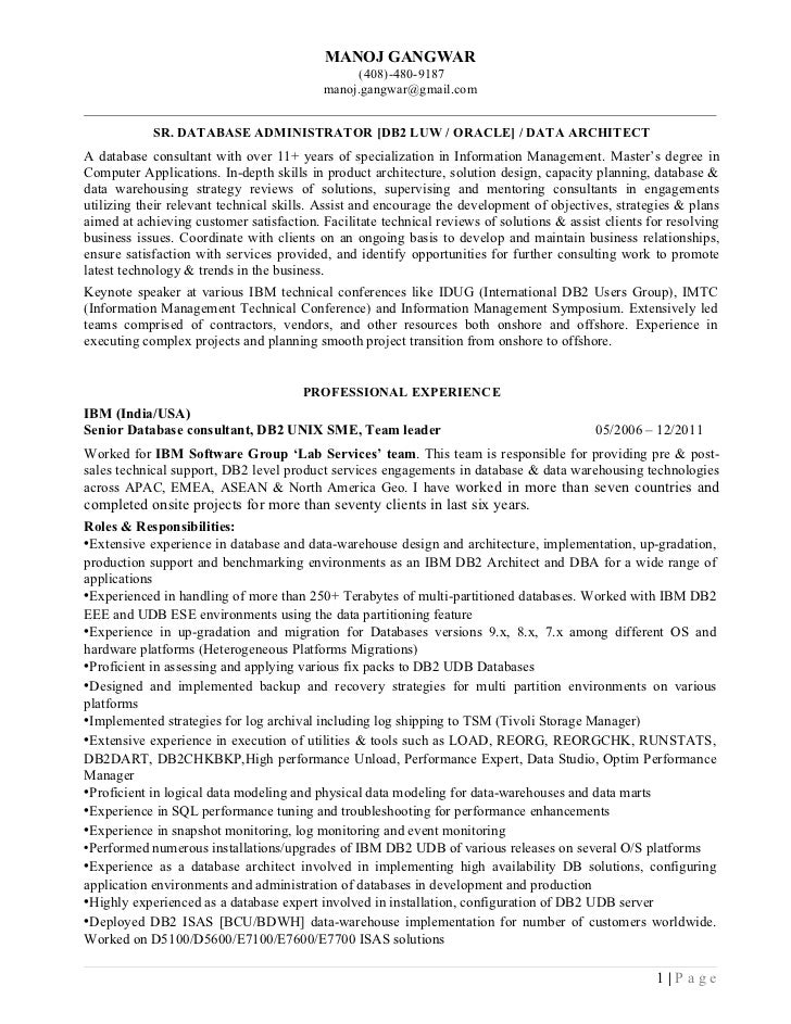 database admin resumes
