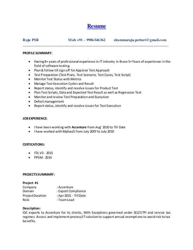 Resume Manual Testing Exp 5 Years Resume Manual Testing Exp 5 Years