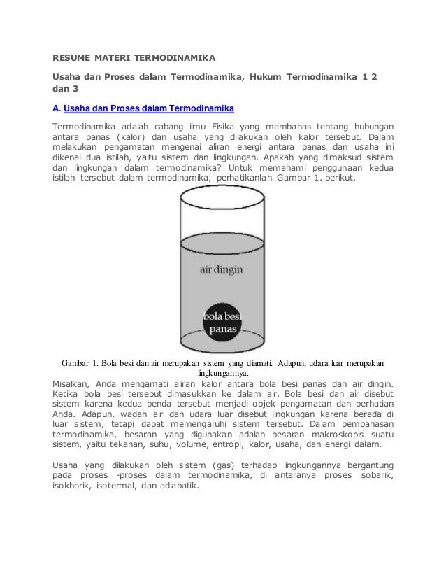 Resume Materi Termodinamika