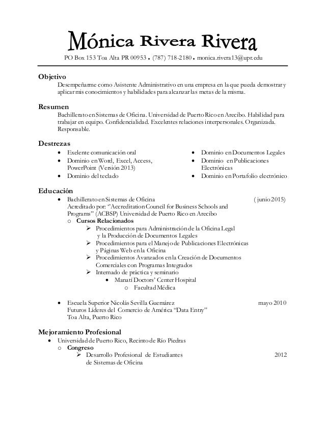 Ejemplo De Un Resume En Espanol - Resume Modificado En Noviembre 2014 1 638 