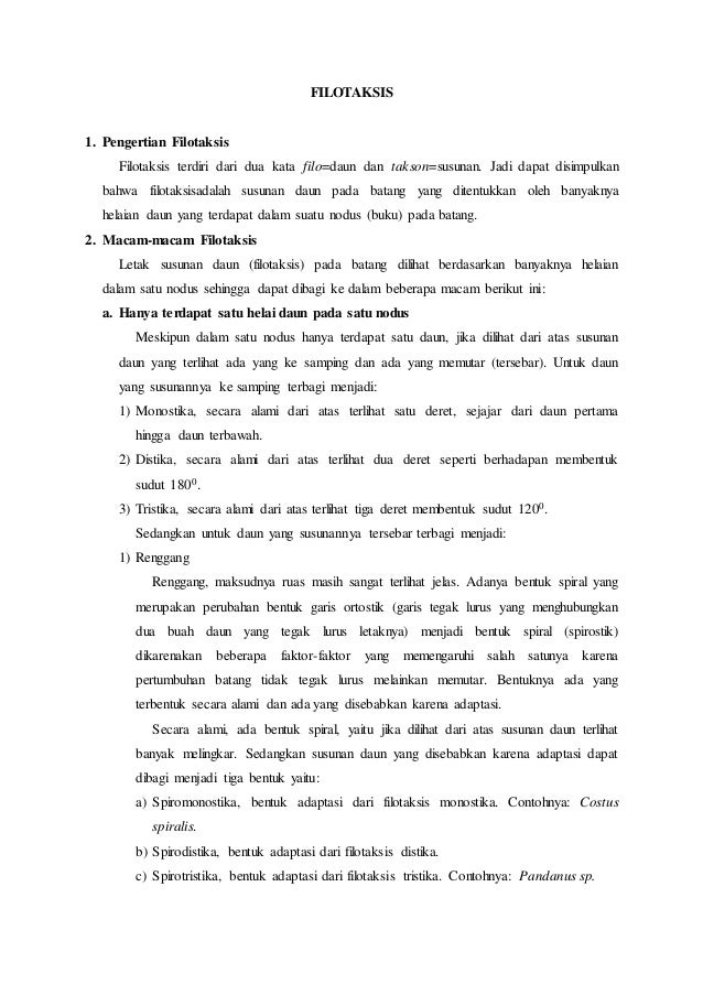 Resume modifikasi daun dan filotaksis