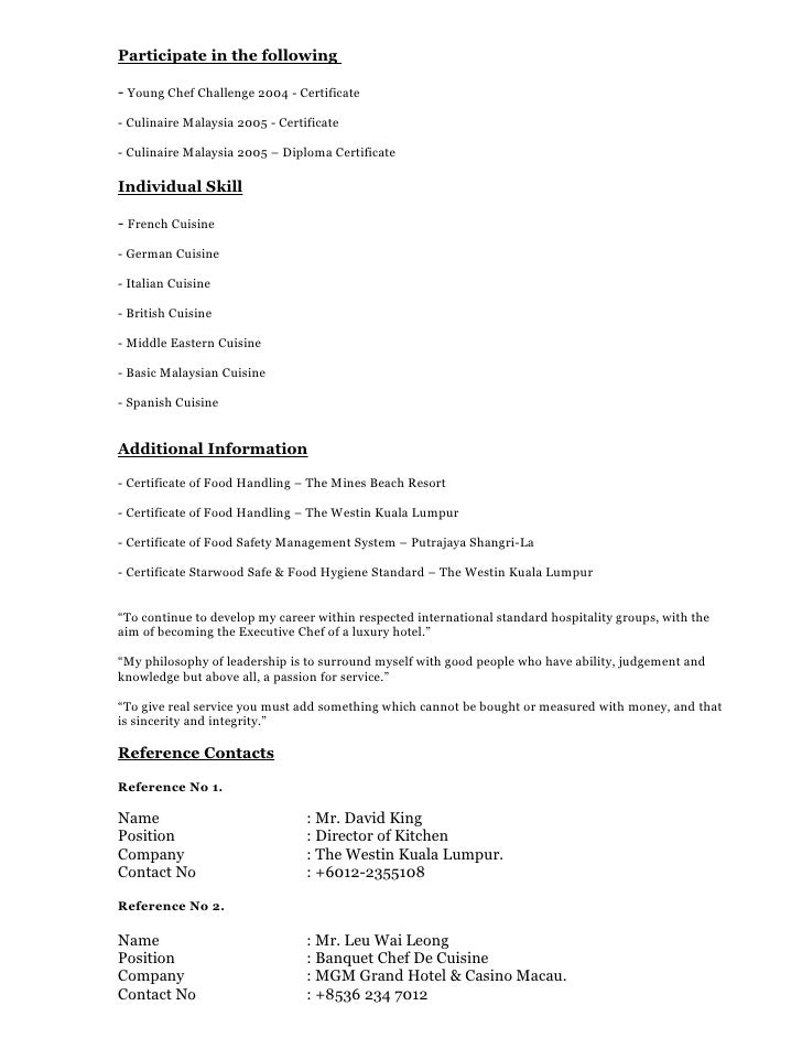 chef de partie resumes