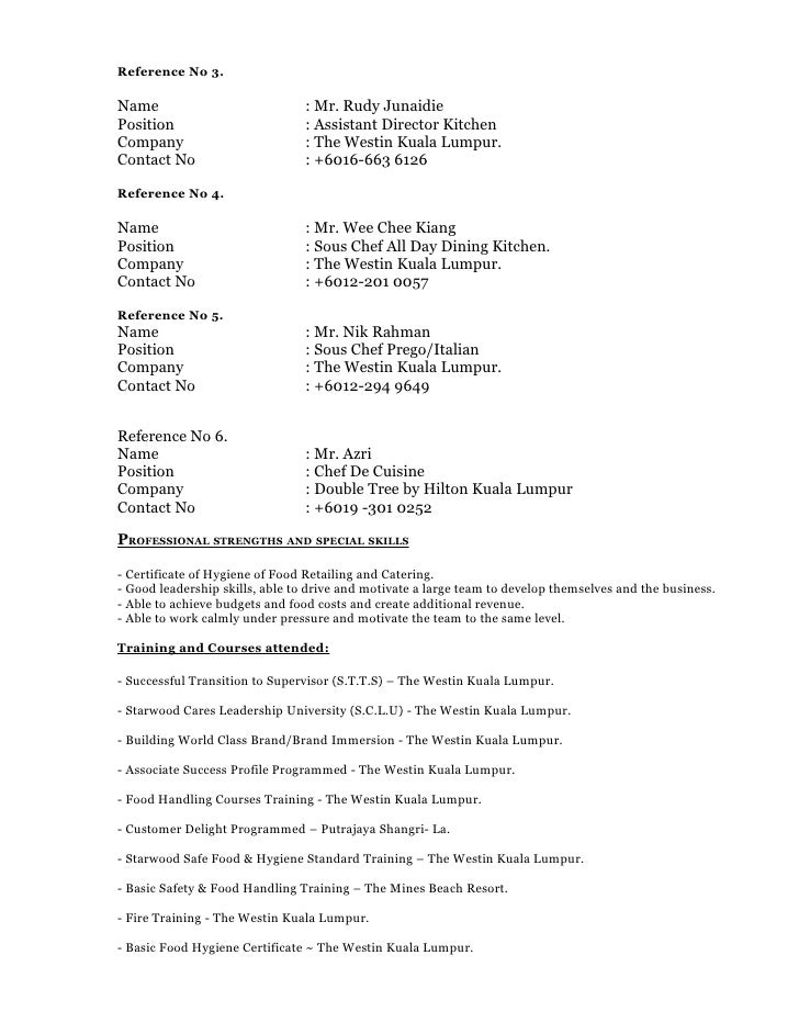 resume for sous chef