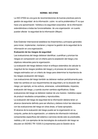 Resumen de la norma ISO 27001 | DOCX