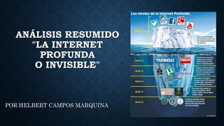 ANÁLISIS RESUMIDO 
"LA INTERNET 
PROFUNDA 
O INVISIBLE" 
POR:HELBERT CAMPOS MARQUINA 
 