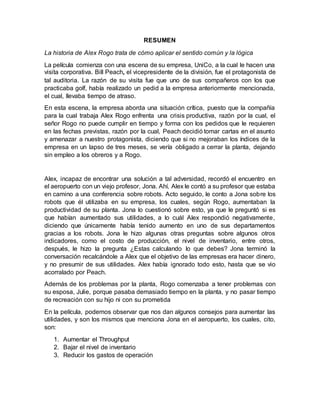 Alex Rogo Resumen y comentario de la película