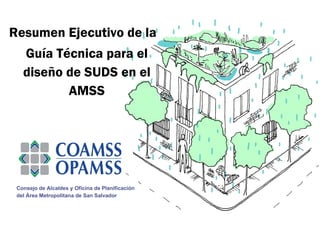 Resumen Ejecutivo de la
Guía Técnica para el
diseño de SUDS en el
AMSS
Consejo de Alcaldes y Oficina de Planificación
del Área Metropolitana de San Salvador
 