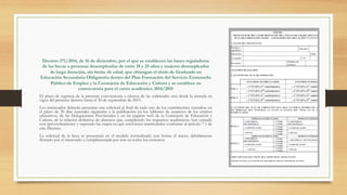 Decreto 271/2014, de 16 de diciembre, por el que se establecen las bases reguladoras
de las becas a personas desempleadas de entre 18 y 25 años y mujeres desempleadas
de larga duración, sin límite de edad, que obtengan el título de Graduado en
Educación Secundaria Obligatoria dentro del Plan Formación del Servicio Extremeño
Público de Empleo y la Consejería de Educación y Cultura y se establece su
convocatoria para el curso académico 2014/2015
El plazo de vigencia de la presente convocatoria a efectos de las solicitudes será desde la entrada en
vigor del presente decreto hasta el 30 de septiembre de 2015.
Los interesados deberán presentar una solicitud al final de cada uno de los cuatrimestres cursados, en
el plazo de 30 días naturales siguientes a la publicación en los tablones de anuncios de los centros
educativos, de las Delegaciones Provinciales y en las paginas web de la Consejería de Educación y
Cultura, de la relación definitiva de alumnos que, cumpliendo los requisitos académicos, han cursado
con aprovechamiento y superado las etapas en que estuviesen matriculados conforme al artículo 7.1 de
este Decreto.
La solicitud de la beca se presentará en el modelo normalizado con forme el anexo, debidamente
firmado por el interesado y cumplimentada por éste en todos los extremos.
 