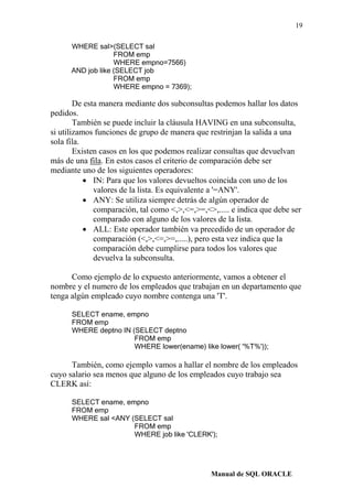 Resumen sql-oracle | PDF