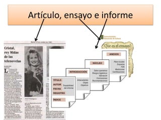 Artículo, ensayo e informe 
 