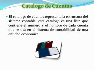 Se trata de un documento independiente en el que además de los números y títulos de las cuentas se describe de manera detallada los que se debe registrar.Que el Diario General Es un libro o medio magnético en el cual quedan registradas cronológicamente todas las transacciones efectuadas en un negocio, de acuerdo con los principios de contabilidad y en función del efecto que estas hayan tenido en las cinco cuentas básicas de activo, pasivo, capital, ingresos y gastos. Las siente partes del DiarioFecha 