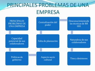 PRINCIPALES PROBLEMAS DE UNA EMPRESA 