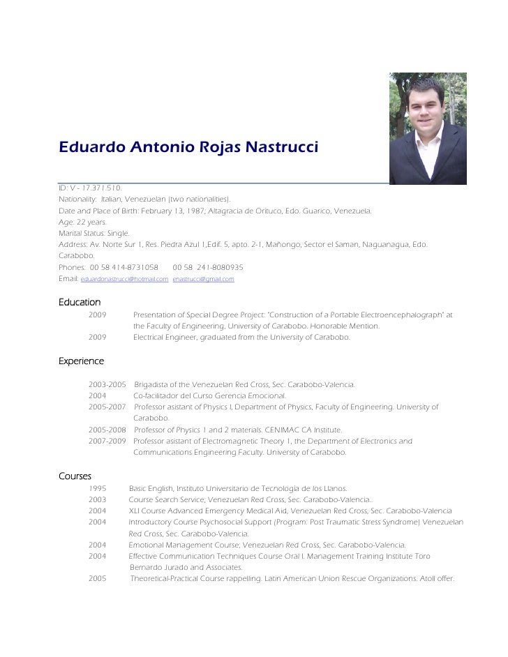 resumen curricular eduardo a rojas n