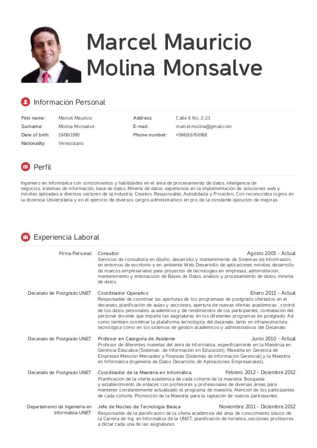 Resumen Para Cv Ejemplos | resumen cv marcel molina Resumen Para Cv Ejemplos | resumen cv marcel molina