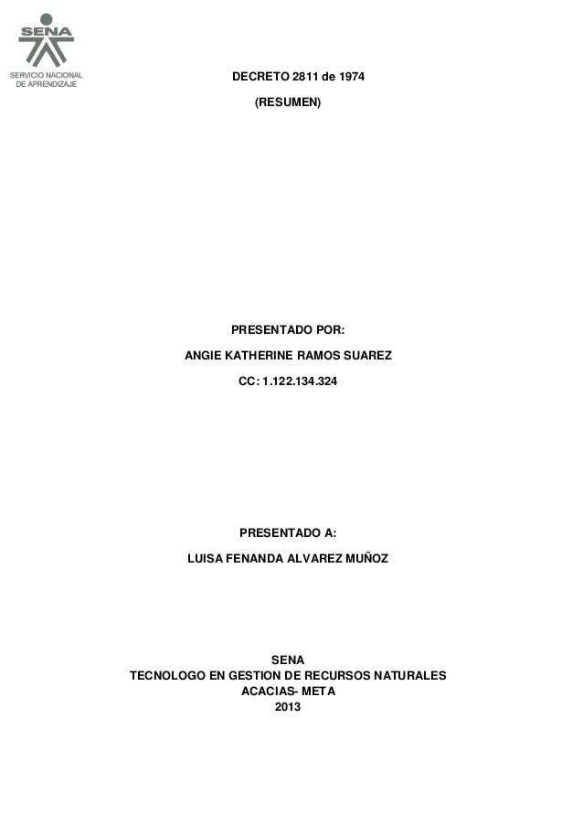 DECRETO 2811 DE 1974 COLOMBIA PDF DECRETO 2811 DE 1974 COLOMBIA PDF