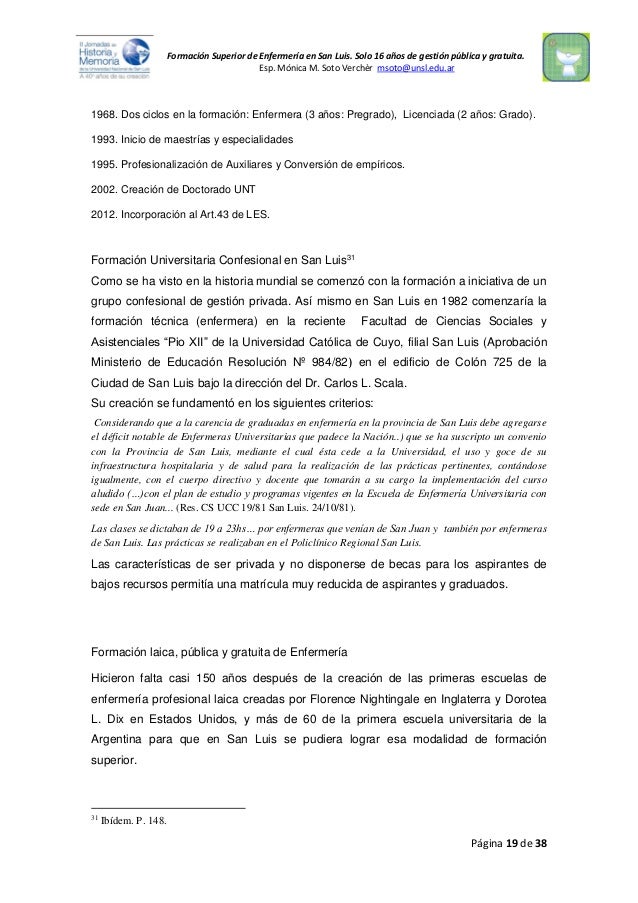 historia de la formacion superior de enfermeria en san luis resumen 20 638