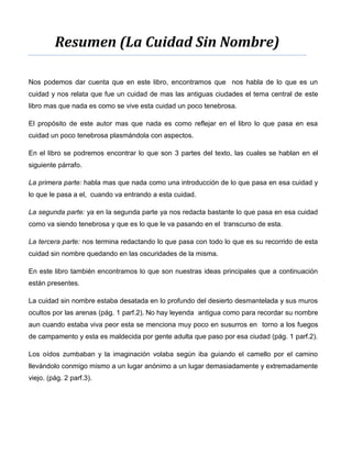 Resumen de la novela