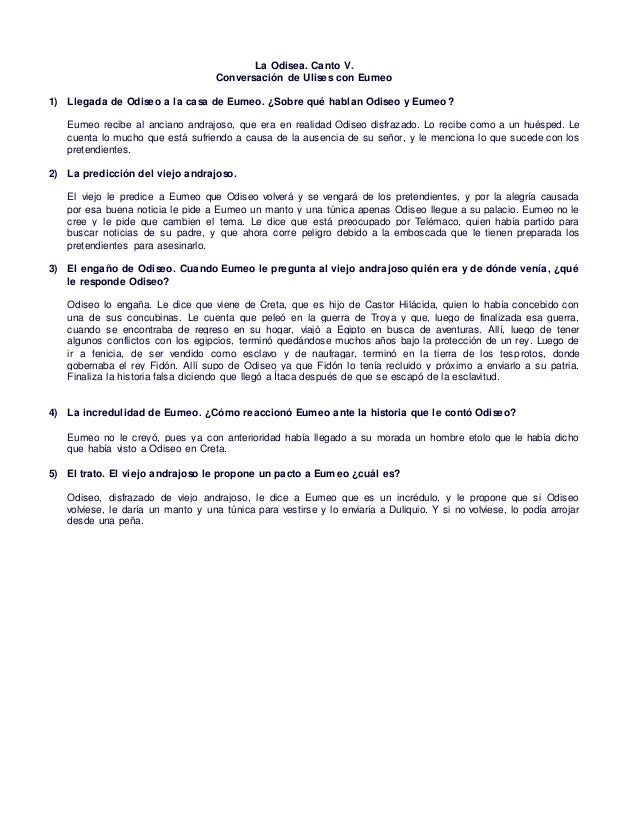 Resumen De La Odisea Canto V