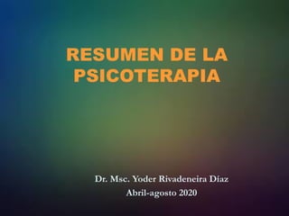RESUMEN DE LA
PSICOTERAPIA
Dr. Msc. Yoder Rivadeneira Díaz
Abril-agosto 2020
 