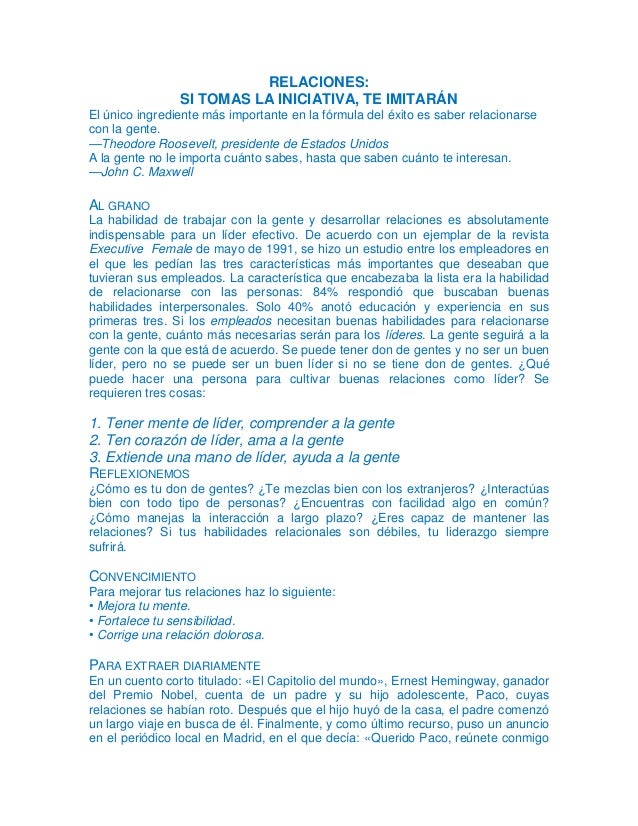 Resumen De Las 21 Leyes Irrefutables Del Liderazgo
