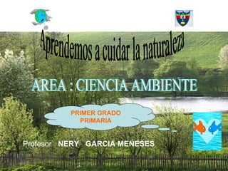 Aprendemos a cuidar la naturaleza AREA : CIENCIA AMBIENTE Profesor  NERY  GARCIA MENESES PRIMER GRADO PRIMARIA 