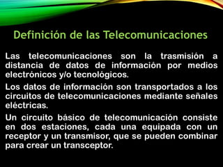 Definición de las Telecomunicaciones
 