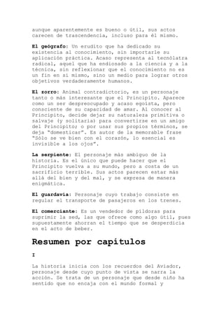 Resumen Del Cuento El Principito