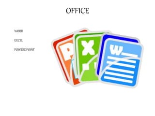 OFFICE
WORD
EXCEL
POWERDPOINT
 
