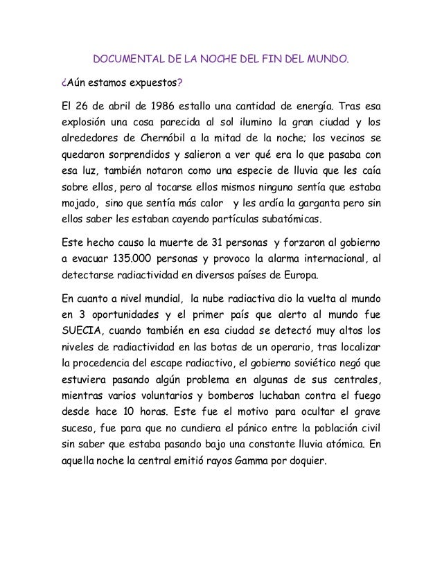 Documental de la noche del fin del mundo Documental de la noche del fin del mundo