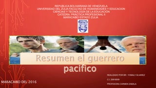 REPUBLICA BOLIVARIANA DE VENEZUELA
UNIVERSIDAD DEL ZULIA FACULTAD DE HUMANIDADES Y EDUCACION
CIENCIAS Y TECNOLOGÍA DE LA EDUCACIÓN
CATEDRA: PRÁCTICA PROFESIONAL II
MARACAIBO ESTADO ZULIA
REALIZADO POR BR : YOMALY ÁLVAREZ
C.I. 20816509
PROFESORA CARMEN ZABALA
MARACAIBO DEL 2016
 