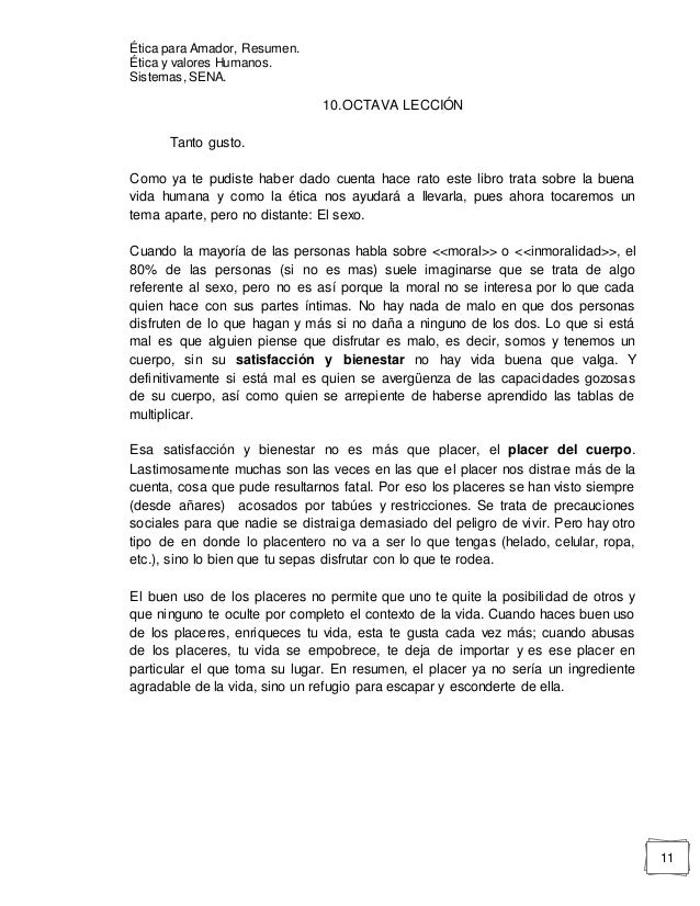 Resumen Del Libro De Etica Para Amador De Fernando Savater