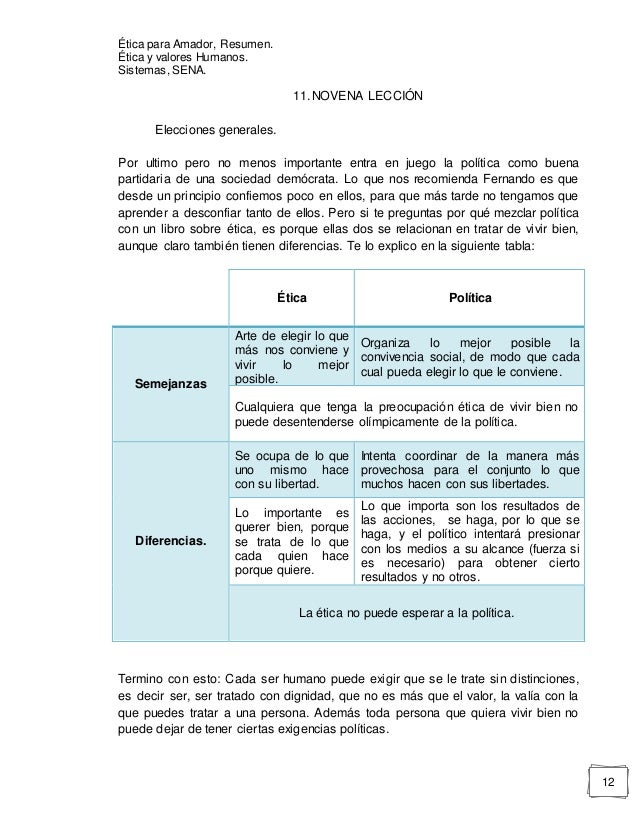 Resumen Del Libro De Etica Para Amador De Fernando Savater