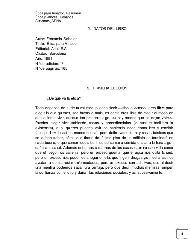 Resumen del libro etica para amador Resumen del libro etica para amador