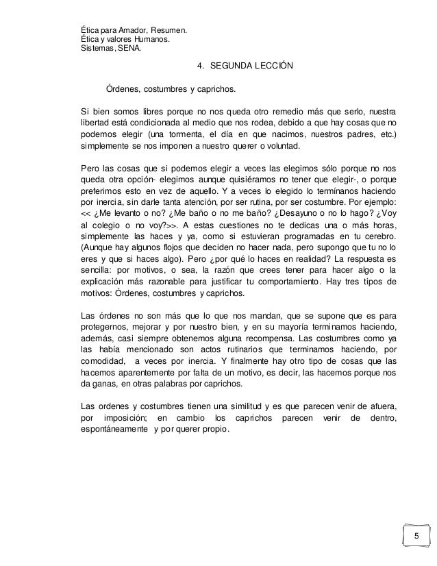 Resumen del libro etica para amador Resumen del libro etica para amador