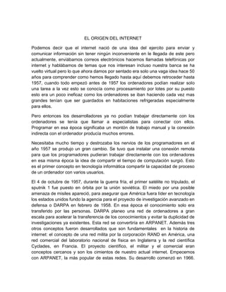 Resumen Del Origen Del Interntet