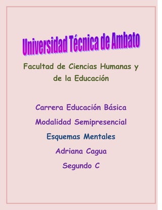 Facultad de Ciencias Humanas y
       de la Educación


   Carrera Educación Básica
   Modalidad Semipresencial
      Esquemas Mentales
        Adriana Cagua
          Segundo C
 