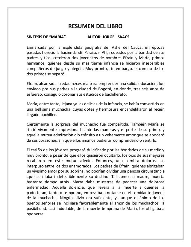 resumen de la novela marÃ a