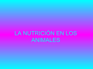 LA NUTRICIÓN EN LOS
ANIMALES
 