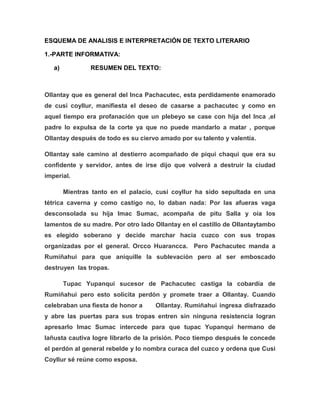 Resumen de obra ollantay