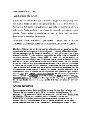 Resumen de obra ollantay