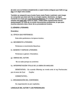 Resumen de obra ollantay