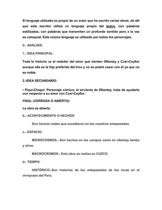 Resumen de obra ollantay