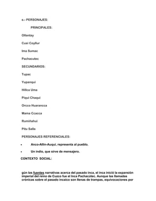 Resumen de obra ollantay