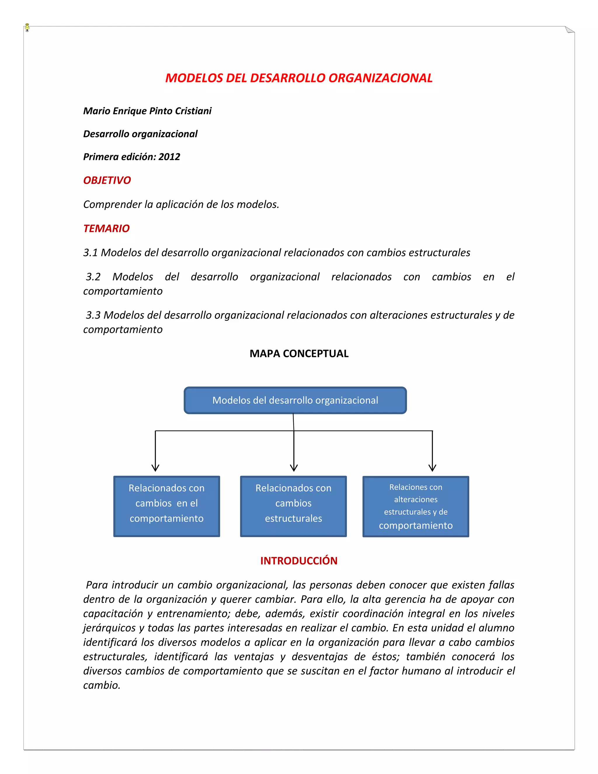 Modelo de Desarrollo Organizacional | PDF