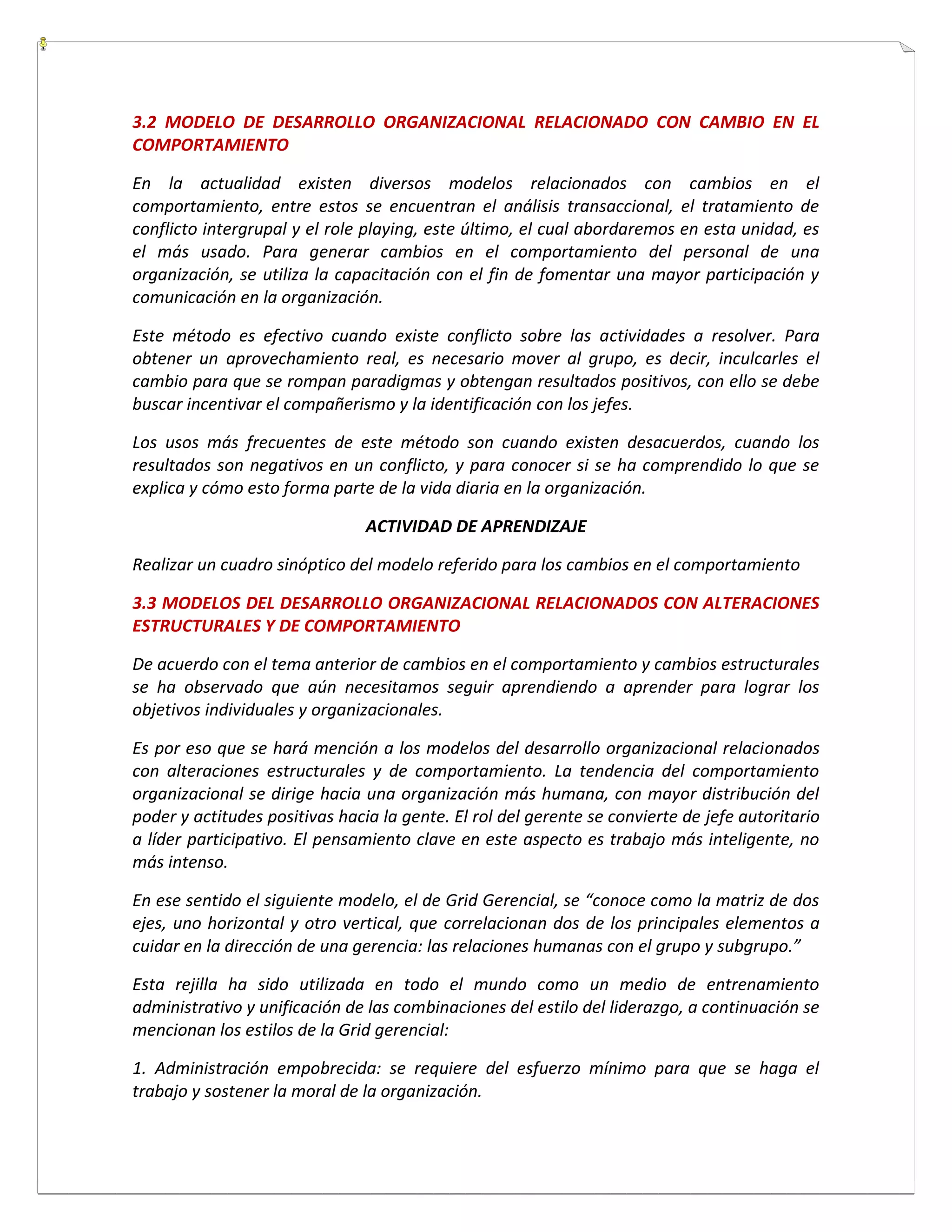 Modelo de Desarrollo Organizacional | PDF