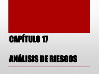 CAPÍTULO 17
ANÁLISIS DE RIESGOS
 